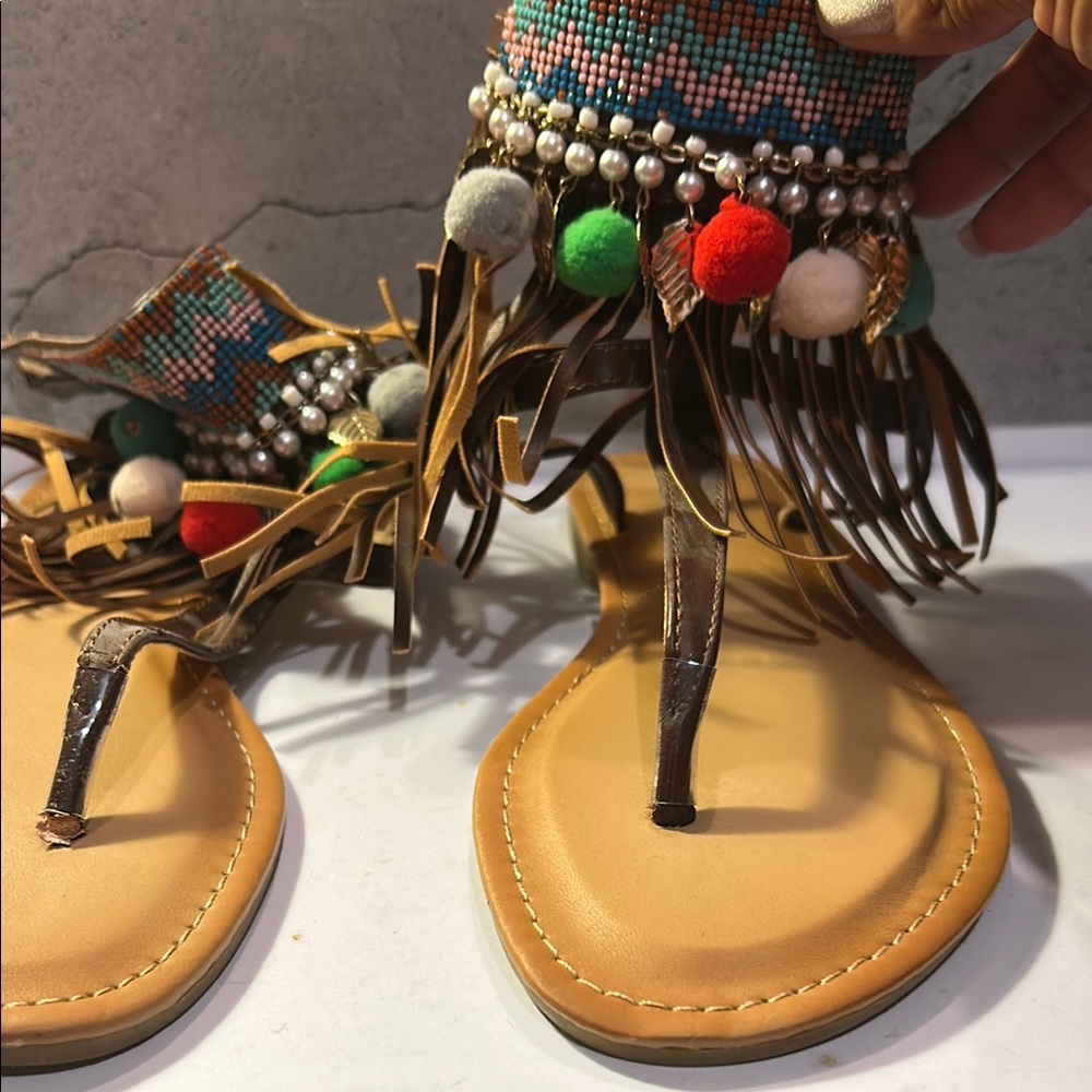 Forever 21 Brown and Red Gladiator Sandals